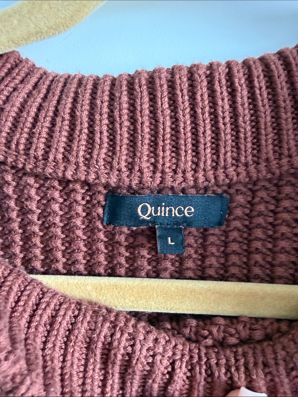 Quince Rust Cropped Cable Knit Crewneck Sweater - Picture 2 of 2